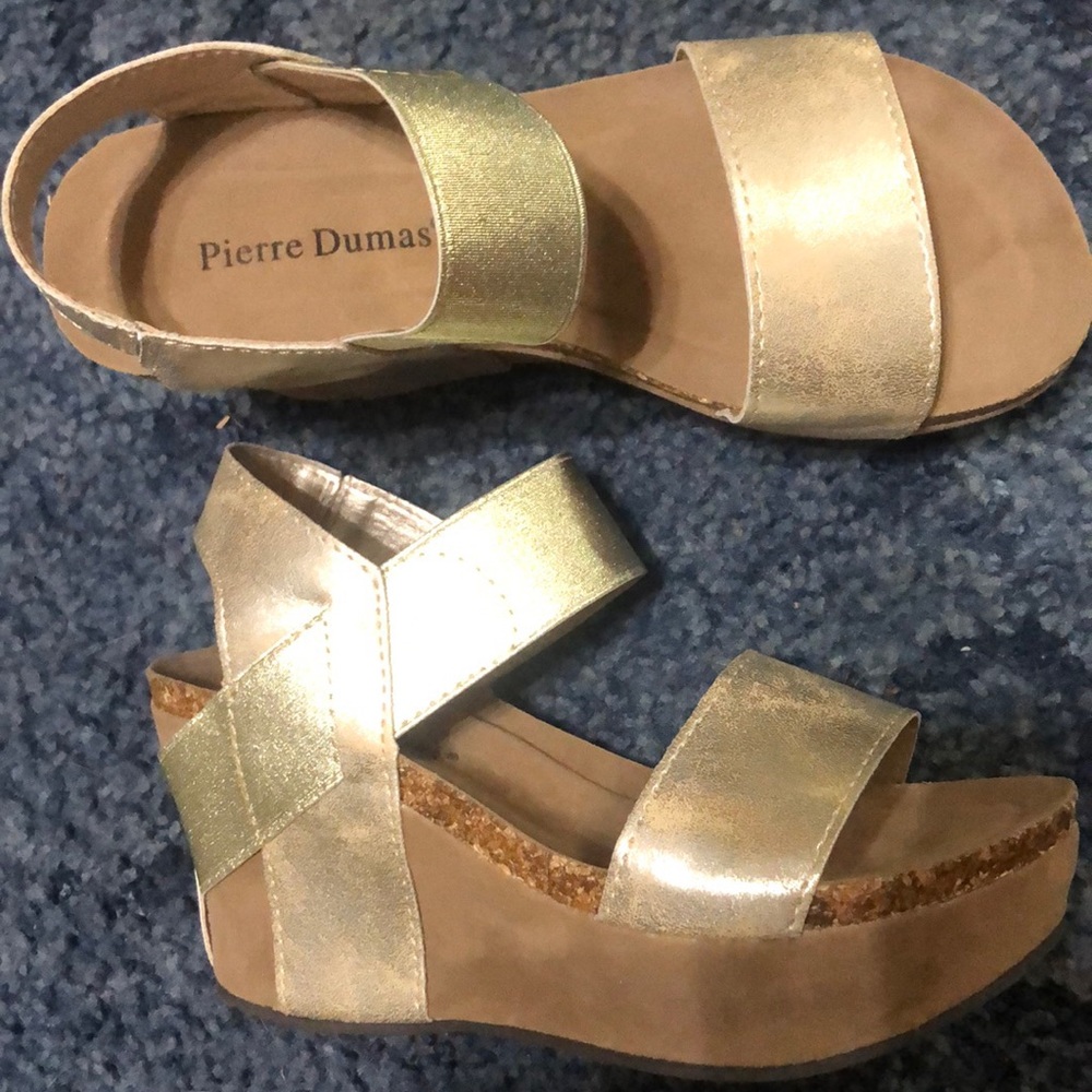 Pierre Dumas Gold Strap Wedges